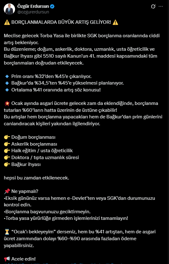 SGK borçlanma artışı