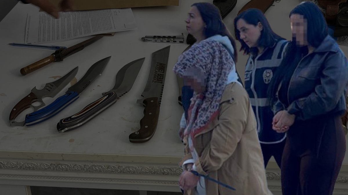 Masaj salonuna yapılan fuhuş baskınında çeşit çeşit bıçak ele geçirildi