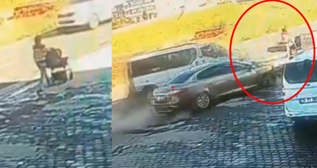 Bebek arabasıyla ilerliyordu… Mucize kurtuluş Bebek arabasıyla ilerliyordu… Mucize kurtuluş