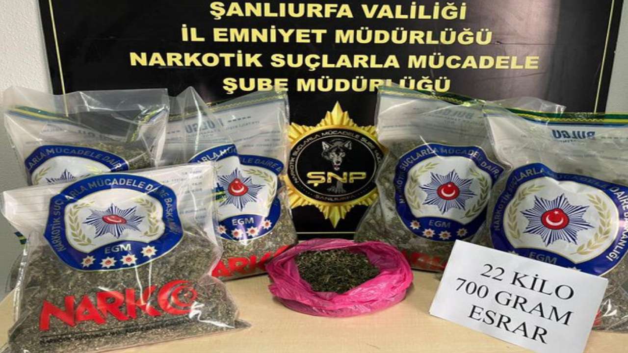 Suruç'ta 22 kilogram esrar yakalandı