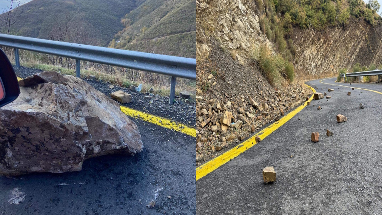 Tekirdağ'da kayalar yola düştü