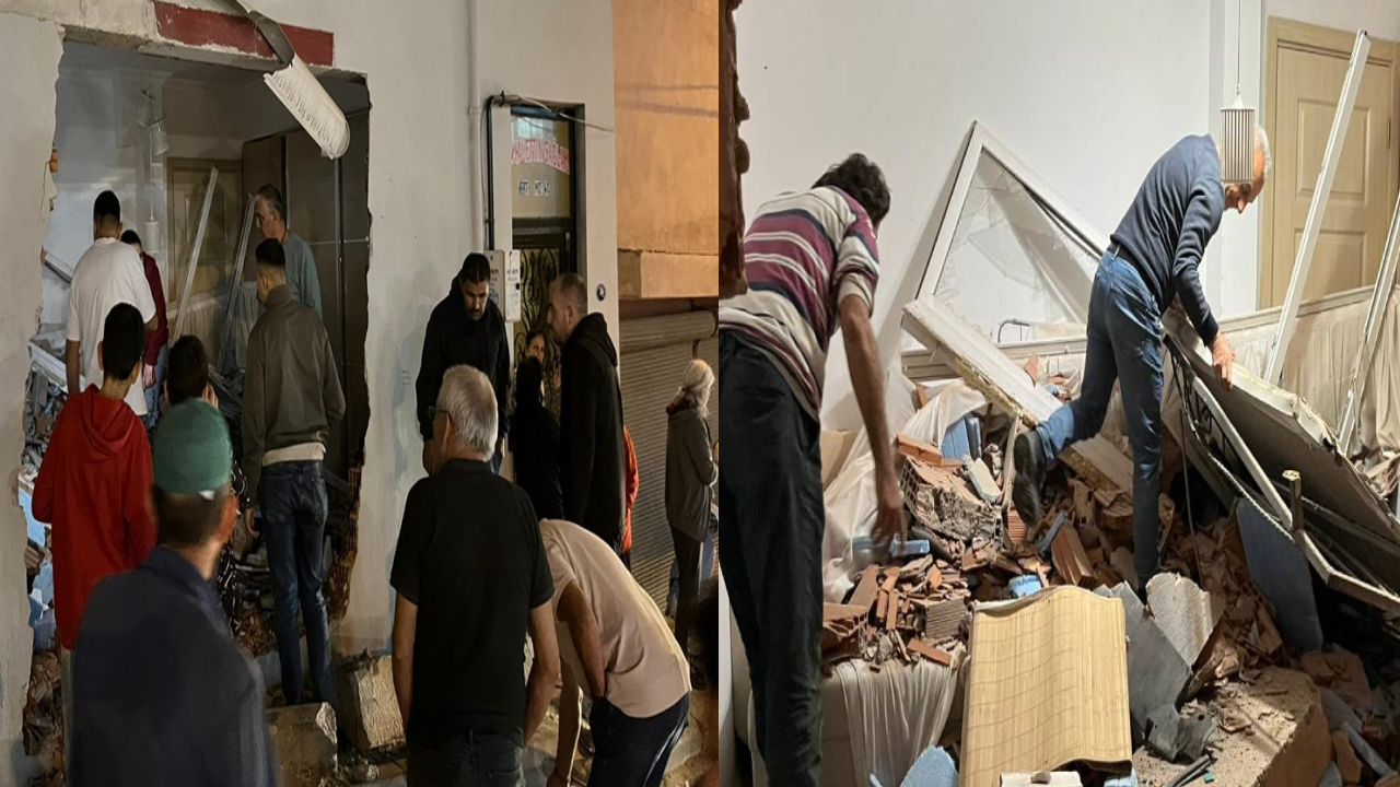 Freni boşalan kamyon evin oturma odasına daldı: O anlar kamerada