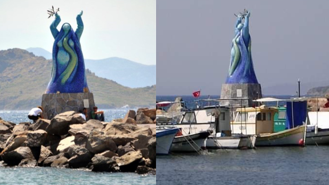 Bodrum’un 25 yıllık Ege Heykeli’nin 7 yıllık sürgünü bitti, yerine geri döndü