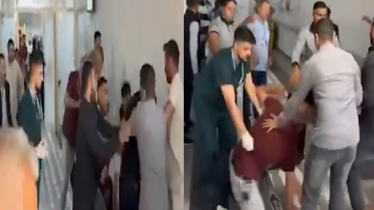 2 aile hastanede birbirine girdi o anlar kamerada!