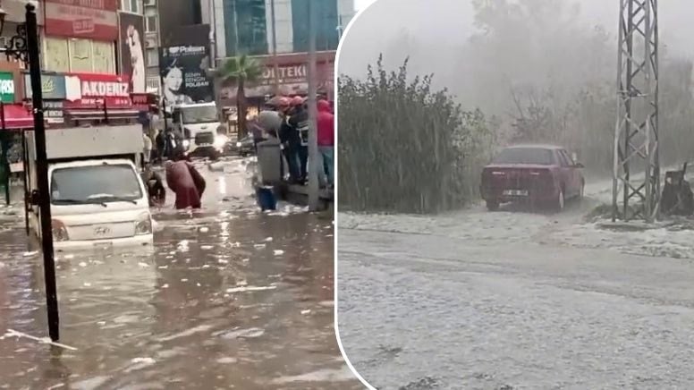 Zonguldak'ı dolu vurdu, kent beyaza büründü
