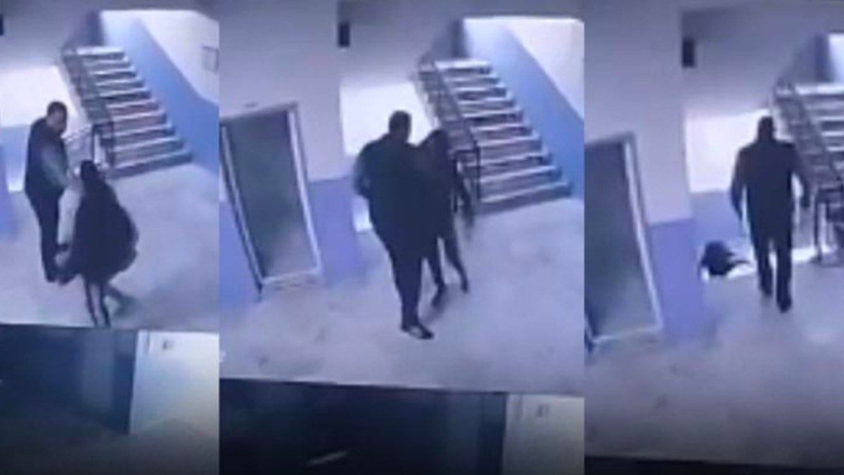 Okulda skandal görüntüler! Otizmli öğrenciyi merdivenden fırlattı