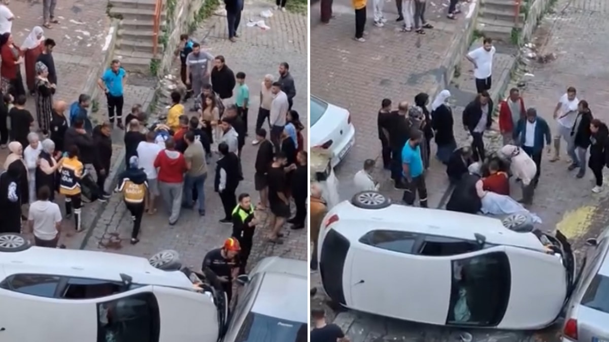 Çocuklarını okula götüren kadın kaza yaptı! Sokak savaş alanına döndü