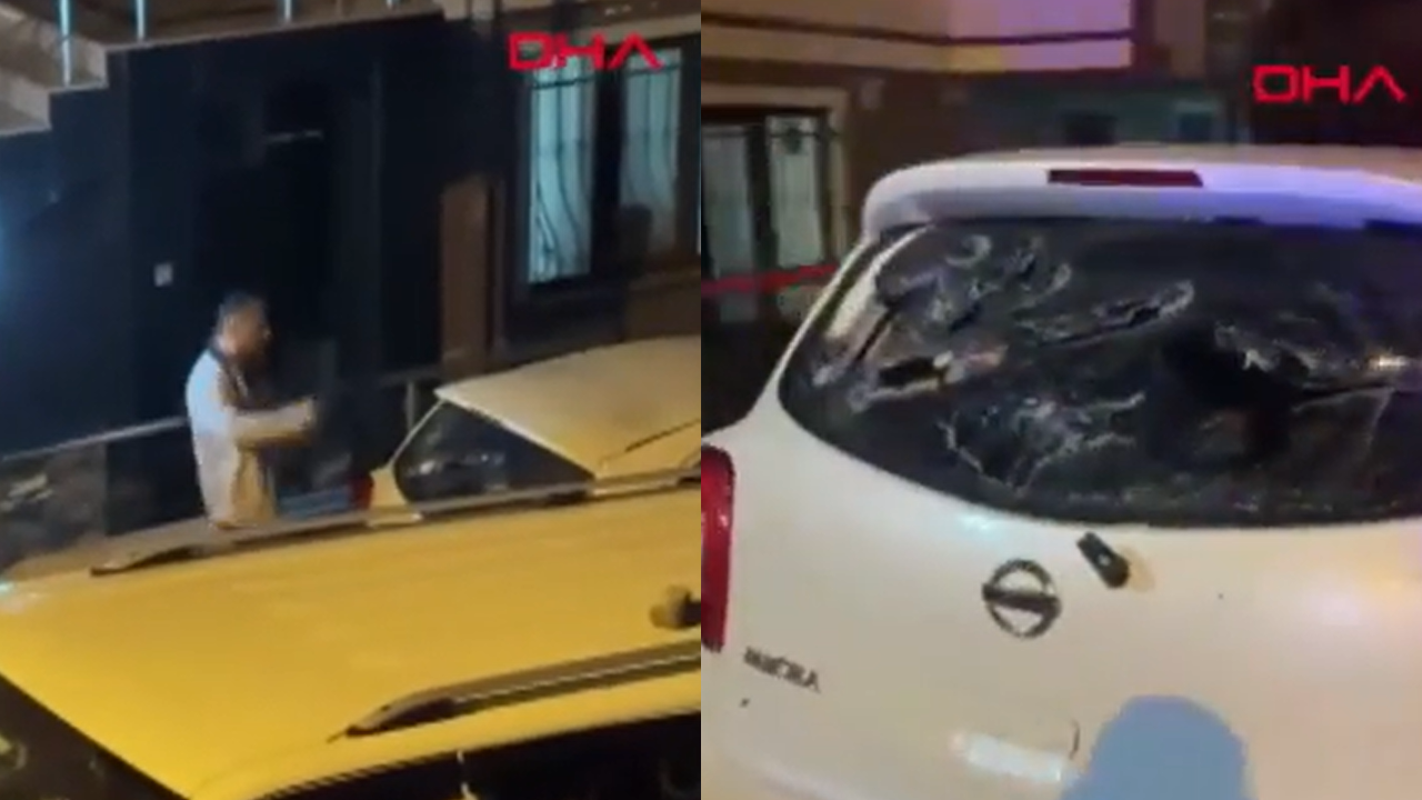 Eşinin otomobiline zarar verdi; Komşusunun aracının camlarını kırdı