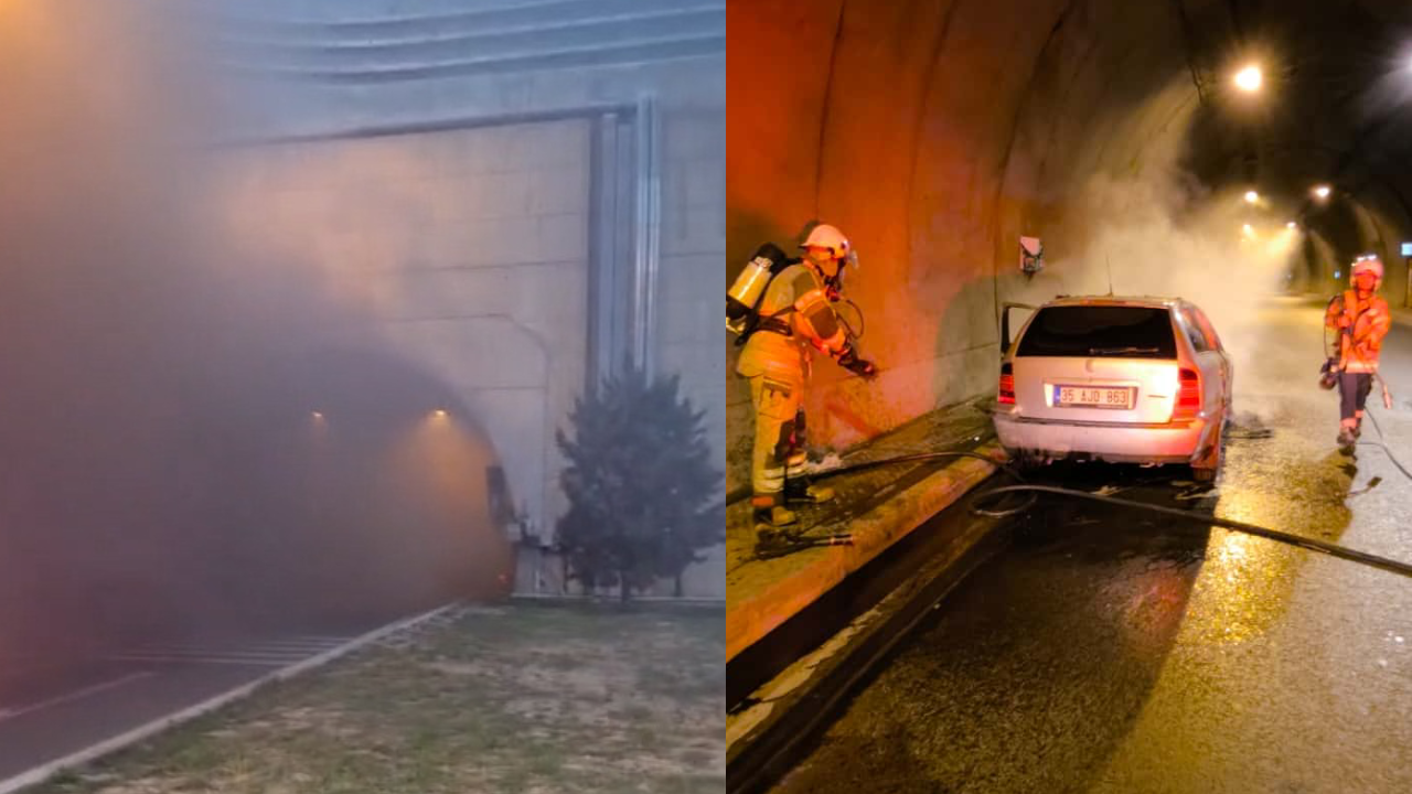 Konak Tüneli'nde yanan araç alev topun döndü