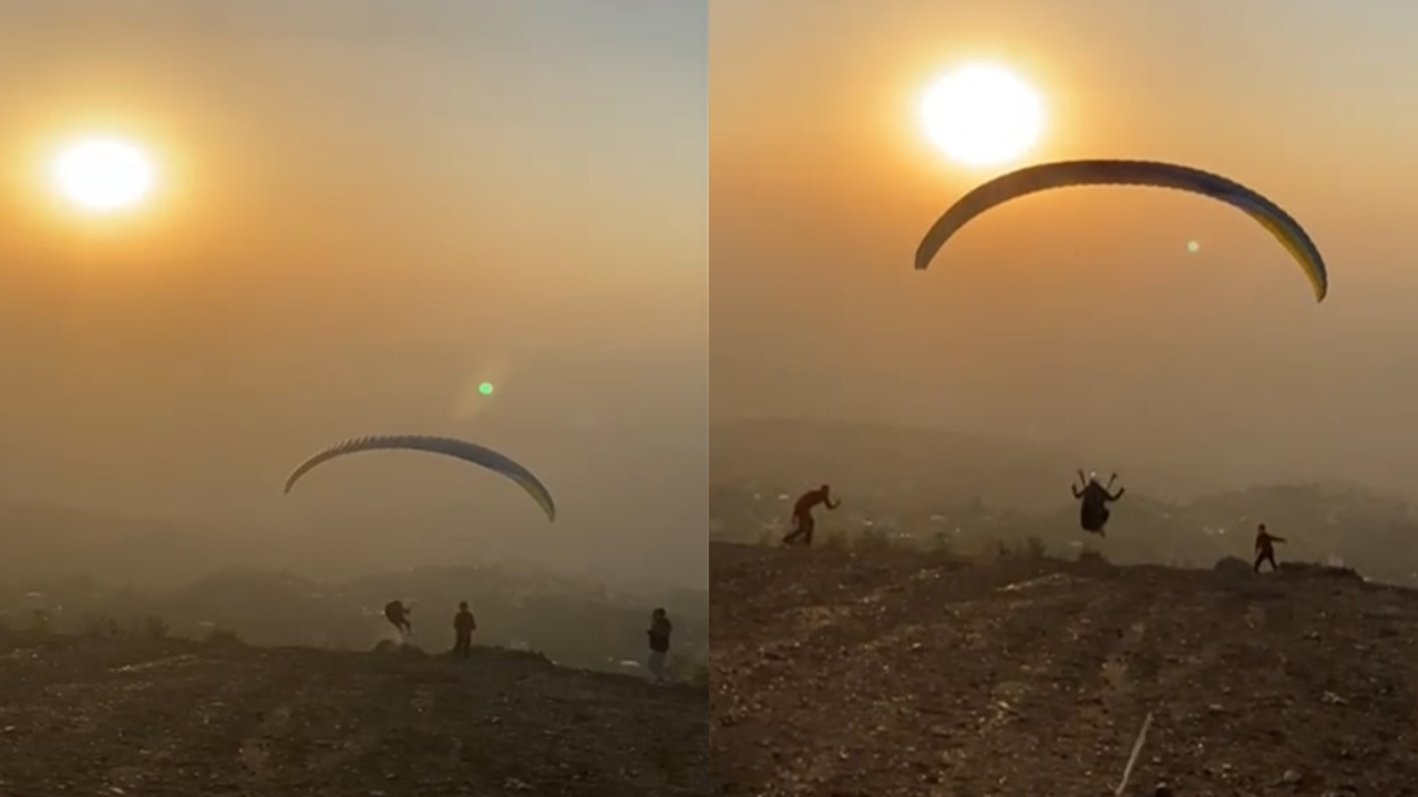 Yamaç paraşütçüsü kalkış sırasında felaketi yaşadı