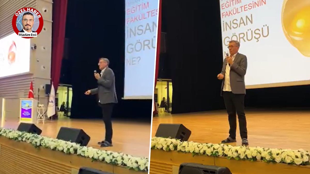 Eski Bakan sahneye terlikle çıktı