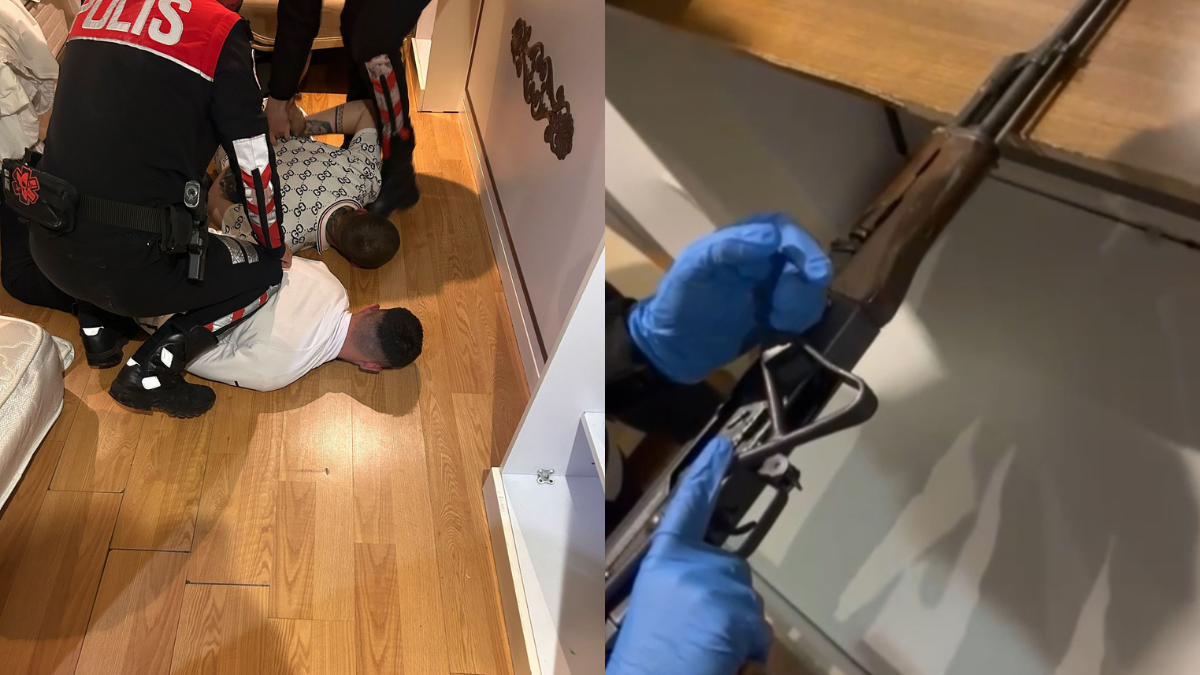 Beşiktaş’ta otel odasına baskın; yatağın altından kalaşnikof çıktı