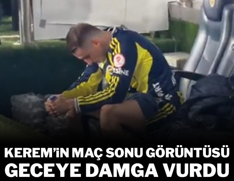 Kerem’in maç sonu görüntüsü geceye damga vurdu