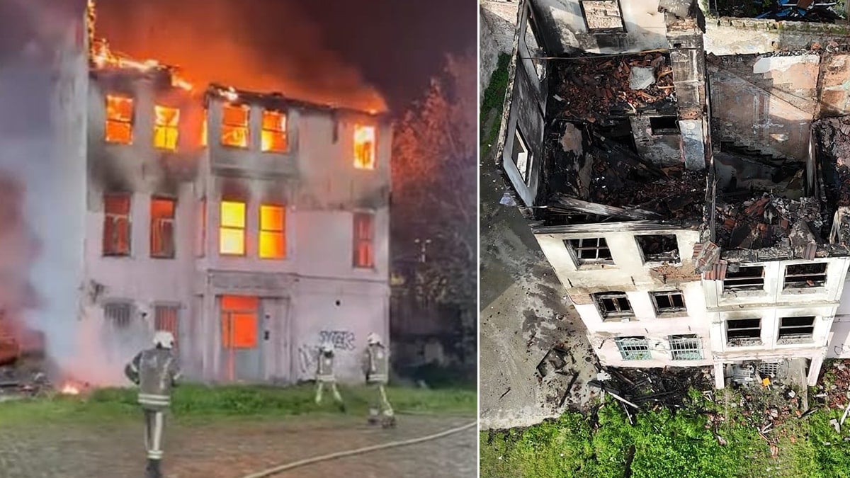 İstanbul'da tarihi bina küle döndü