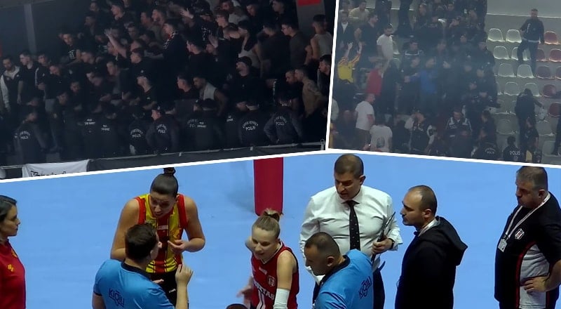 Salona polis girdi, maç yarıda kaldı!