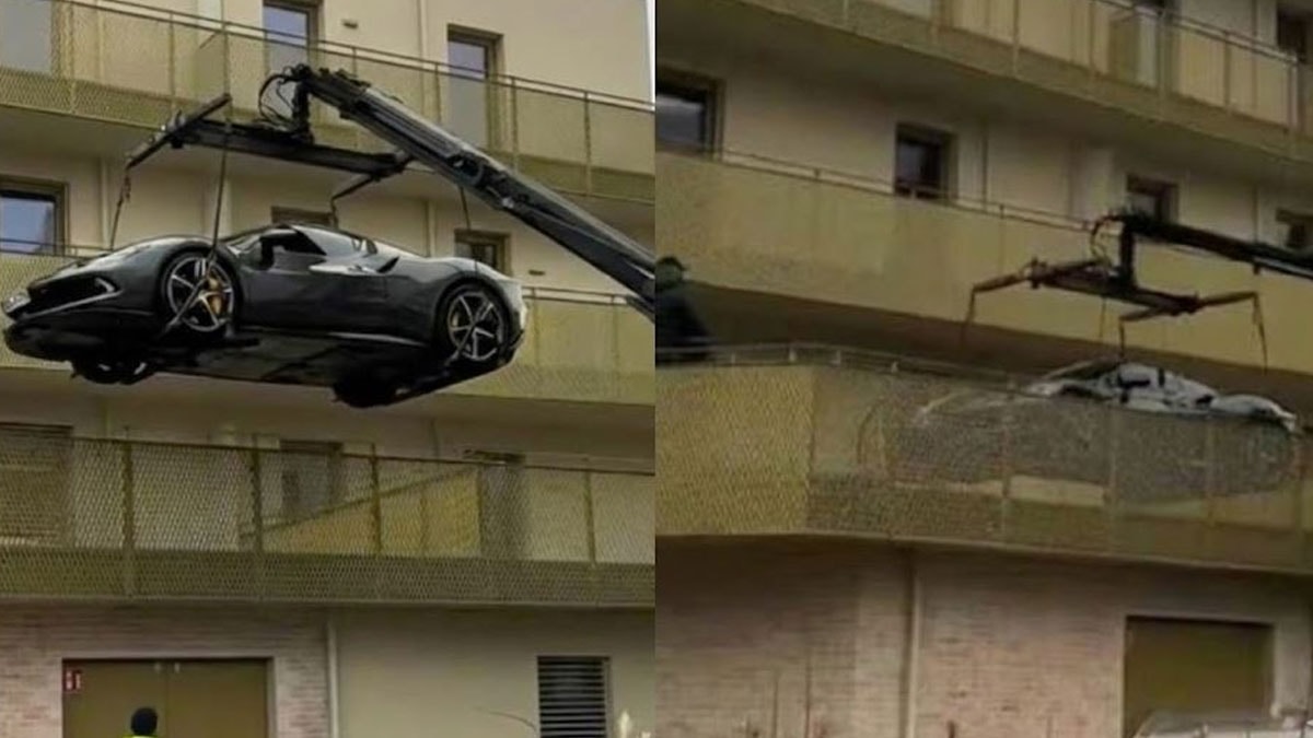 Yer bulamayınca 15 milyonluk Ferrari'sini balkona park etti