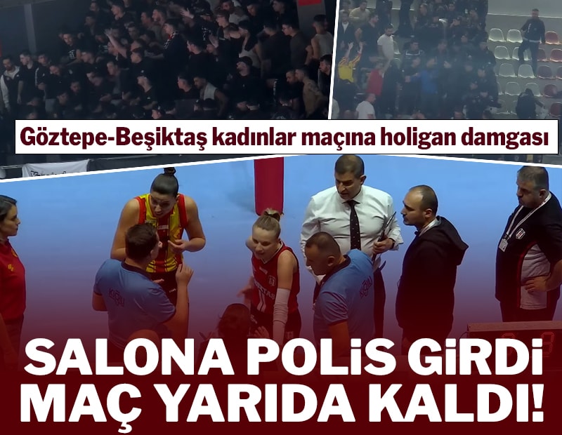 Salona polis girdi, maç yarıda kaldı!
