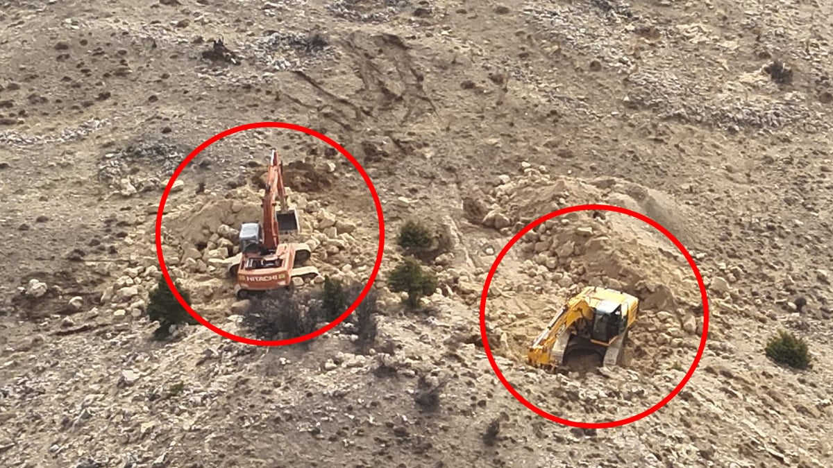 Karaman'da define kazısına drone baskını: 14 kişi suçüstü yakalandı