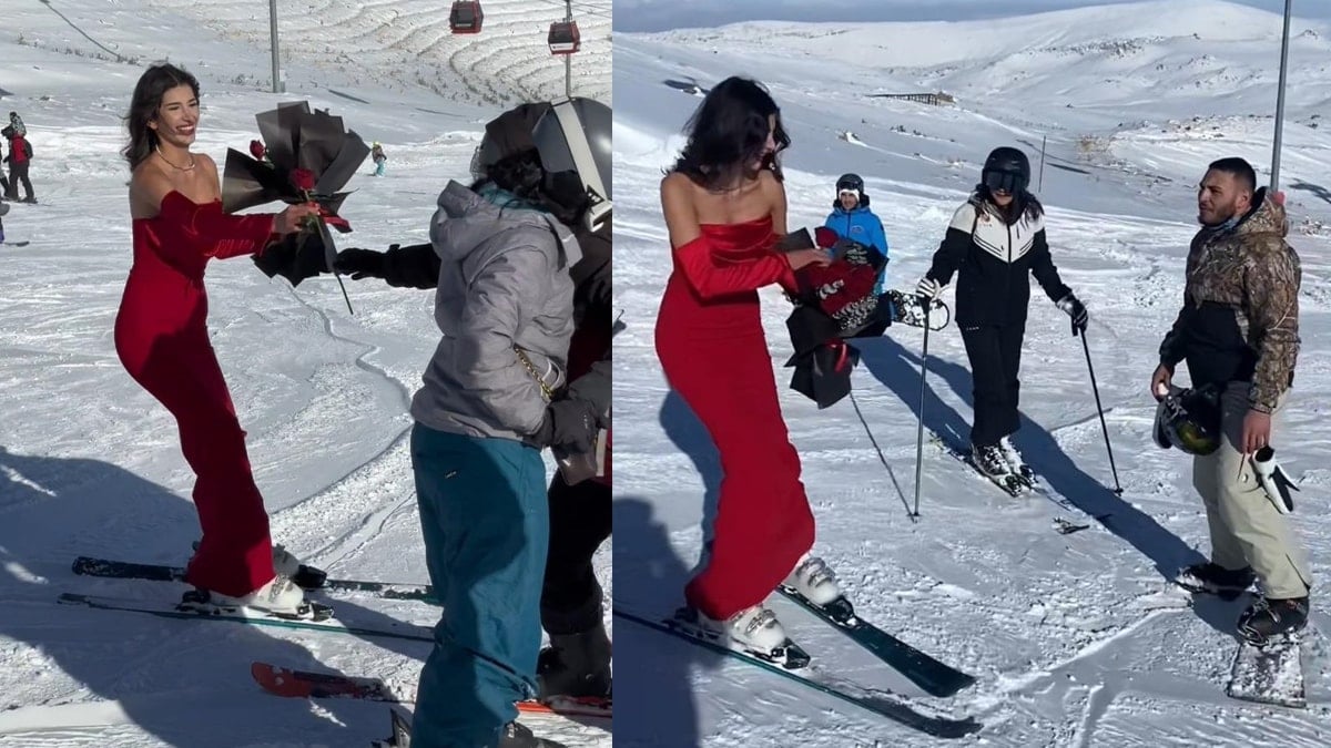 Kırmızı elbiseli kadını gören şaşırdı, yaptığı ise herkesi mest etti