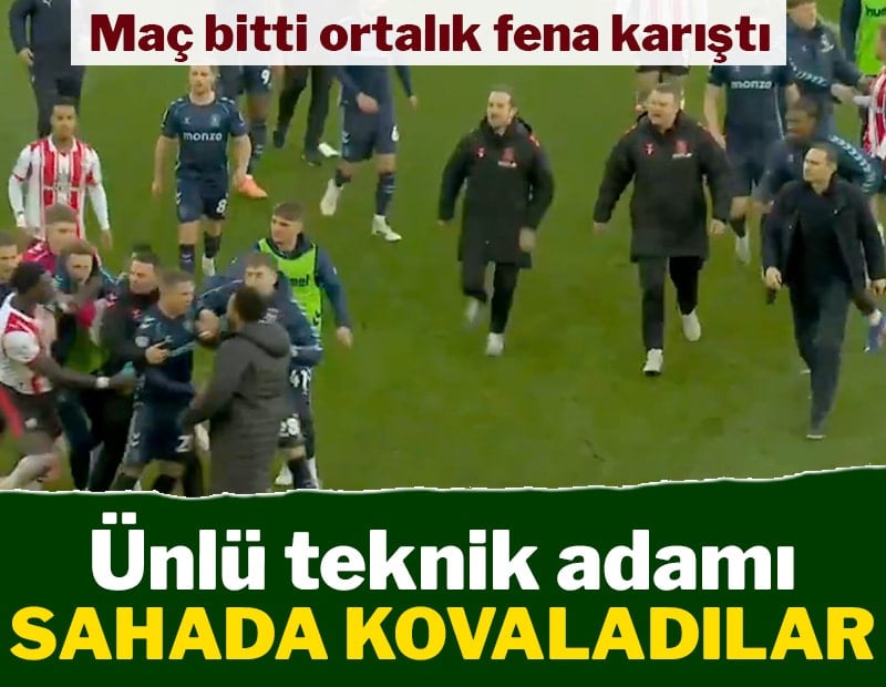 Maç bitti ortalık karıştı! Ünlü teknik adamı sahada kovaladılar