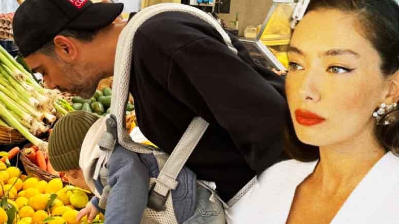 Neslihan Atagül, ailesi ile pazara gitti