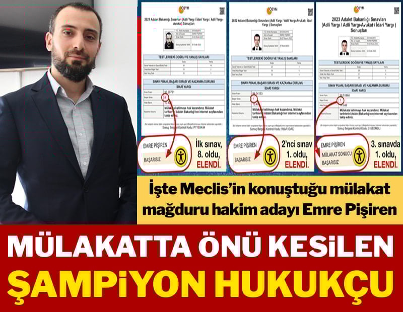 Mülakatta önü kesilen şampiyon hukukçu