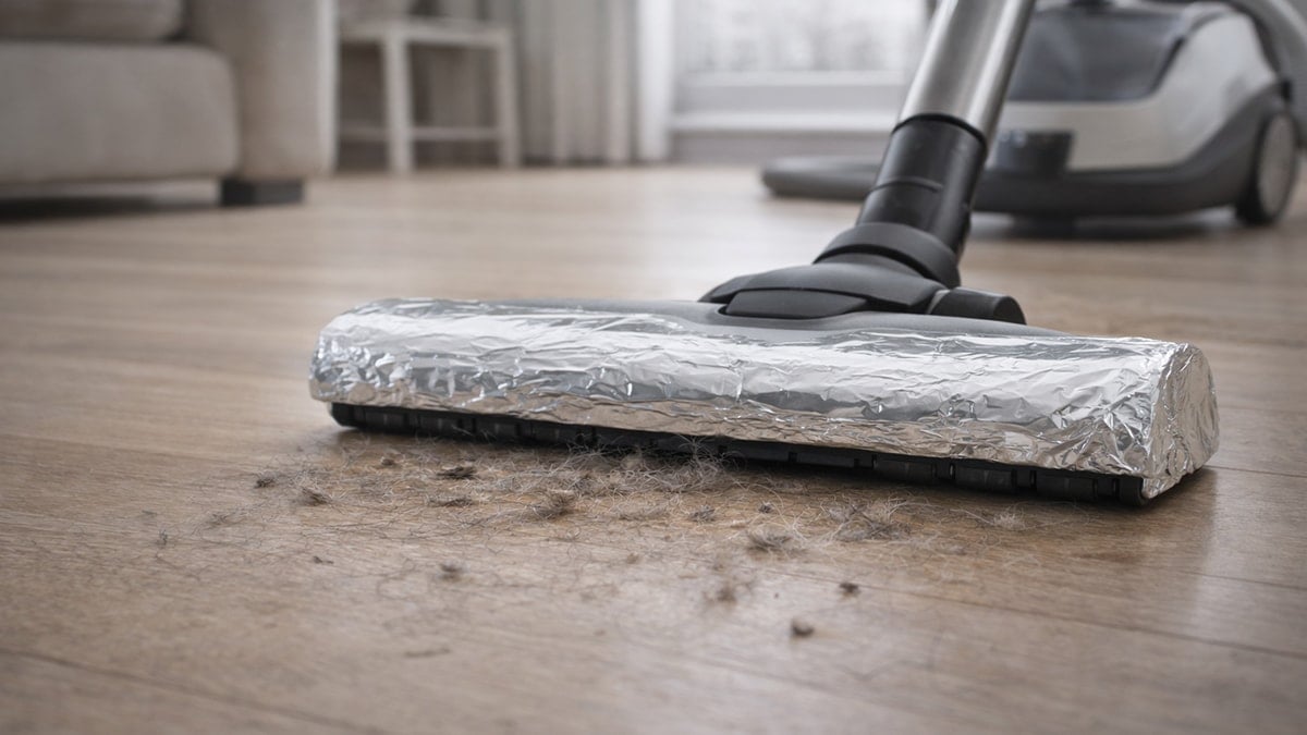 Süpürgeye alüminyum folyo sarın ve farkı görün 