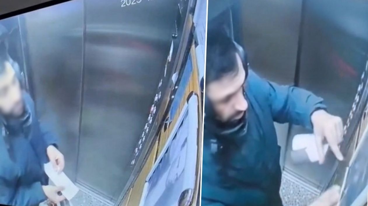 Atatürk portresine çirkin saldırı: Asansördeki görüntüler tepki çekti