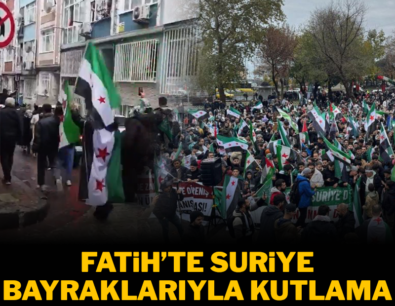 Fatih'te Suriye bayraklarıyla kutlama