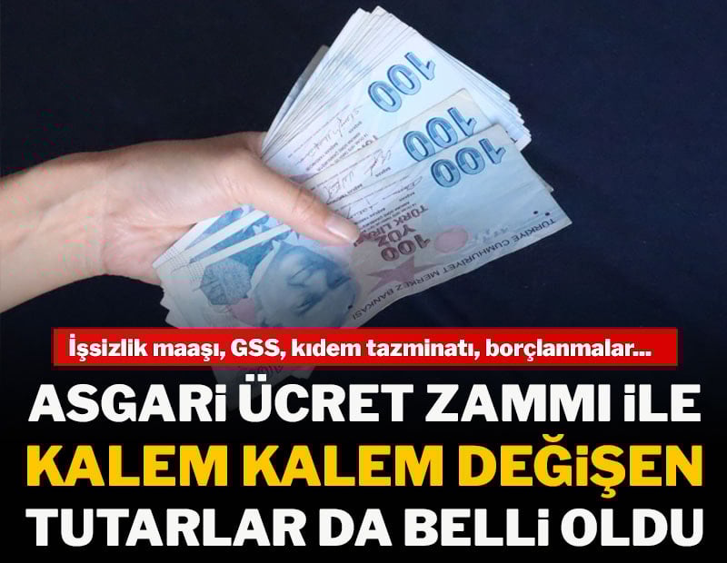 2026 asgari ücret zammı ile kalem kalem değişen tutarlar da belli oldu