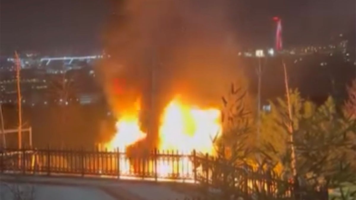 Çocuk parkı alev alev yandı