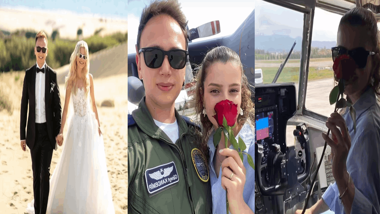 Şehit üsteğmen ve eşinin düşen uçakla fotoğrafları yürek burktu