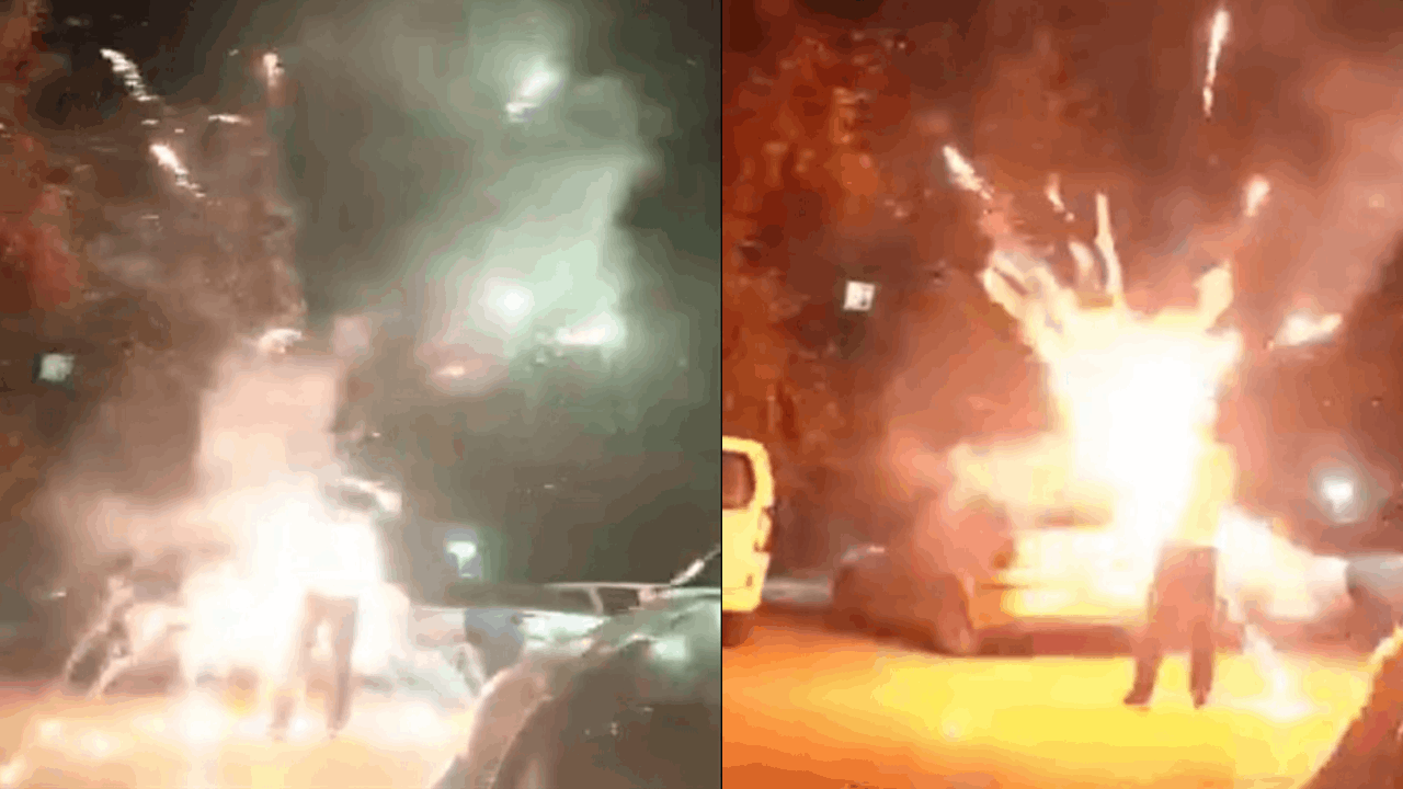 Korkunç anlar: Ateşlediği havai fişek elinde patladı!