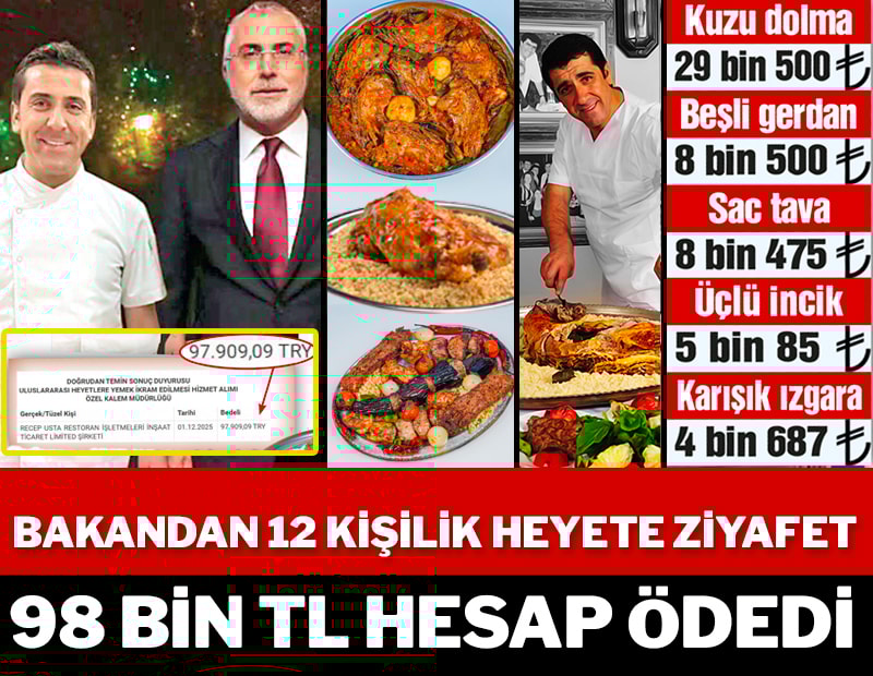 Bakan Bey’in 98 bin TL’lik yemek ziyafeti