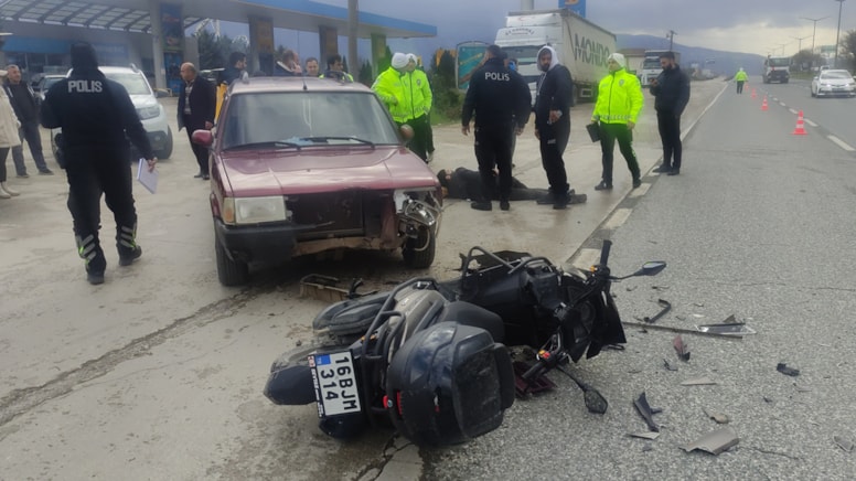 Bursa'da motosiklet ile otomobil çarpıştı: 1 yaralı
