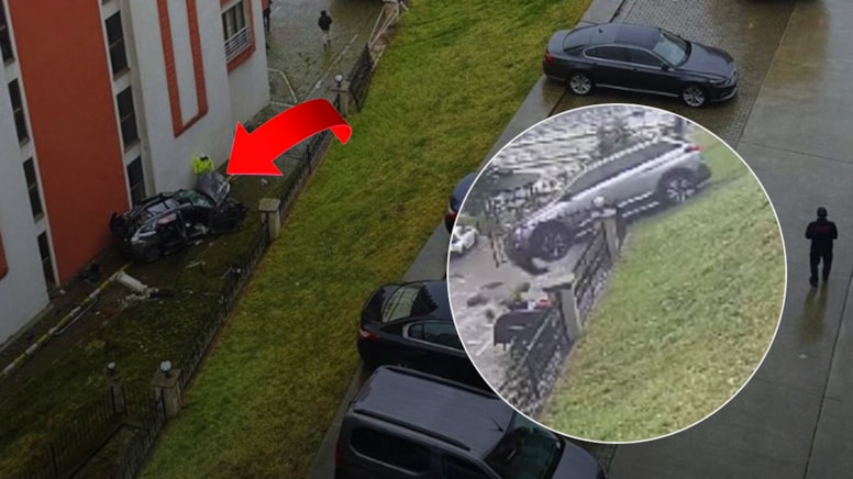 Trabzon'da fren yerine gaza bastı, site bahçesine uçtu