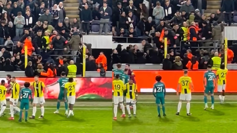 Belçika'da tribünler karıştı! Takımlar soyunma odasına gitti