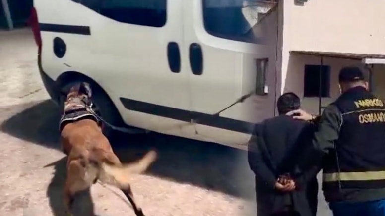Yedek lastiğe gizlenmiş uyuşturucuyu narkotik köpeği buldu