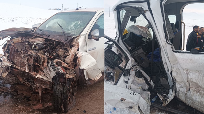 Mardin'de işçi servis minibüsü ile kamyonet çarpıştı: 9 yaralı