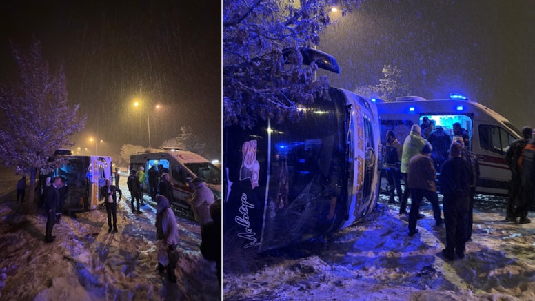 Bir kentte daha yolcu otobüsü devrildi: 6 yaralı