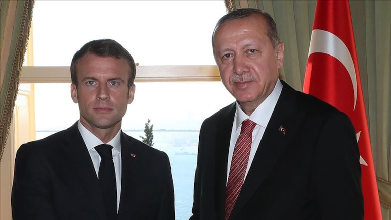 Cumhurbaşkanı Erdoğan, Emmanuel Macron'la görüştü