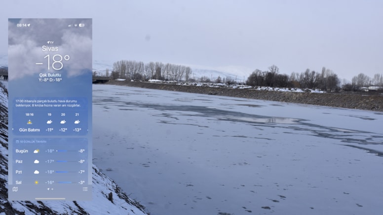 Sivas eksi 18'i gördü: Kızılırmak Nehri kısmen dondu