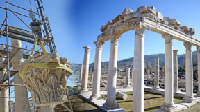 Tarih yeniden canlanıyor: Roma hamamı sütunları yeniden ayağa kaldırıldı