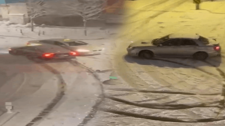 Kağıthane'de karlı yolda drift attı: Ortalığı birbirine kattı