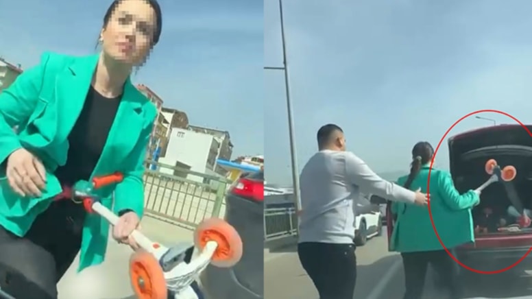 Tartıştığı sürücünün aracına skuter ile saldırdı!