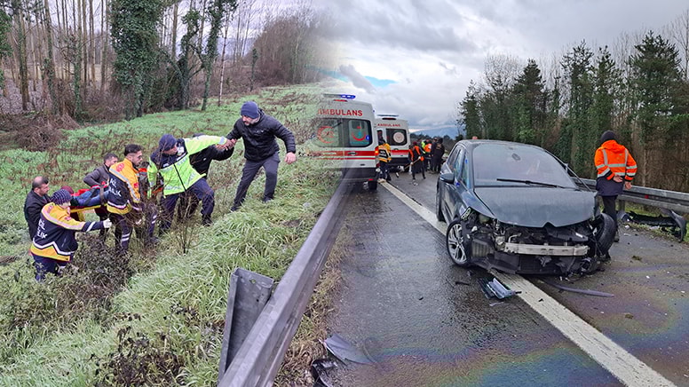 Düzce'de feci kaza! Sürücü araçtan fırlayıp şarampole düştü