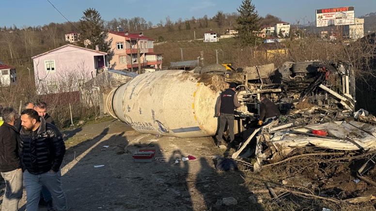 Ordu'da beton mikseri devrildi: 1 ağır yaralı