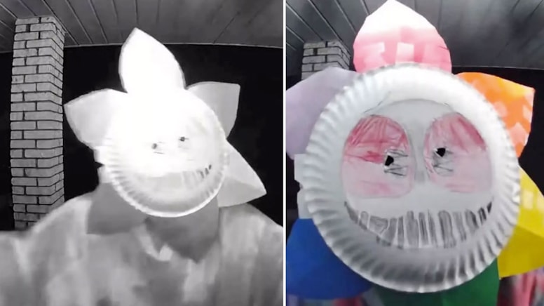 Korkunç kostümle kapı kapı gezip tek bir not bıraktı