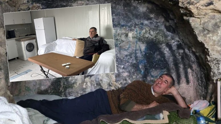 Depremden sonra mağarada yaşayan adama sürpriz