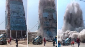 Myanmar'da yer yerinden oynadı: Depremde gökdelen böyle çöktü